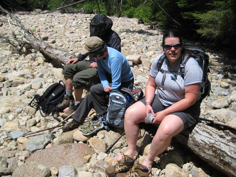 PemiTraverse (23).JPG - We decided to take our boots off and wade across the stream. The cool water felt really good after 9+ miles.